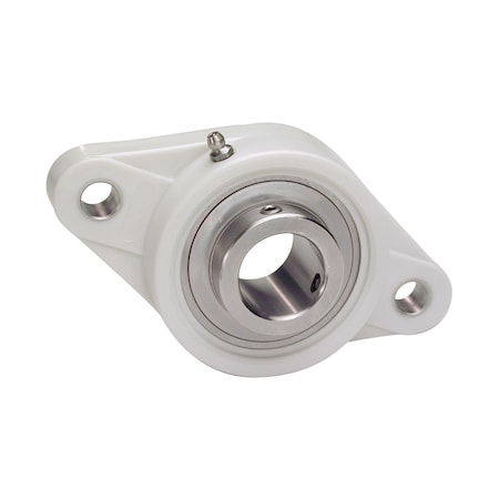Iptci 2-Bolt Flange Ball Bearing Unit, 1 in Bore, Thermoplastic Hsg, Stainless Insert, Set Screw Locking SUCTFL205-16N